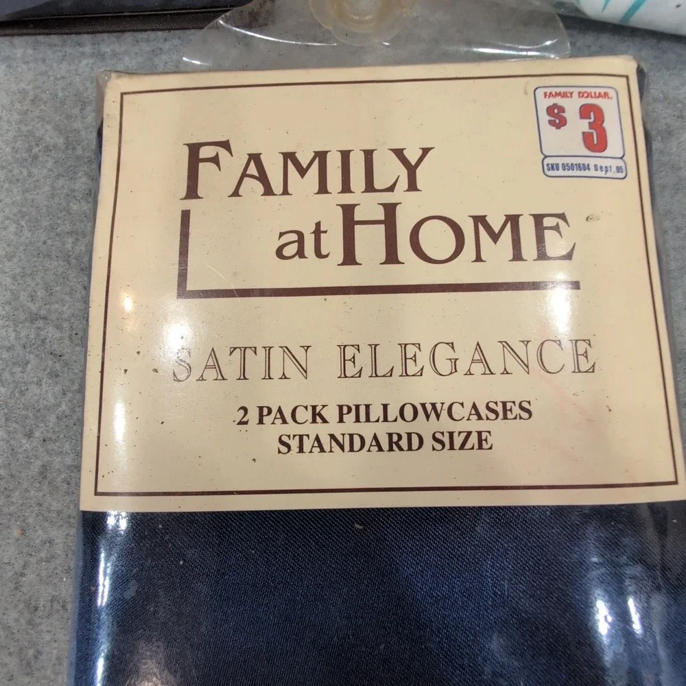 Lot of 3 New Pillowcase Pairs Navy Blue Cotton Satin Teal Geometric Standard - Picture 4 of 4